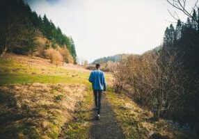 Person walking down a path